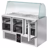 Commercial Saladette Counter PREMIUM - 1368mm - 288L - 3 glass doors - with glass canopy for 4 x GN 1/1