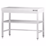 Mesa de trabalho em aço inoxidável PREMIUM - 800x700mm - com prateleira inferior & com travessas de reforço