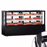 Vitrine Refrigerada de Bancada MADRID - 735L - 2000mm - Vidro duplo - com 2 prateleiras - portas traseiras de correr - para carne - Preto Mate