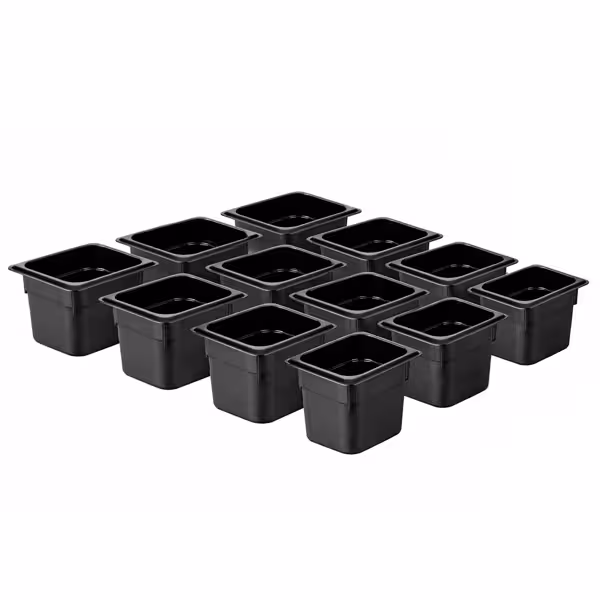 (12 قطع) حاوية جاسترونورم بولي كربونات GN 1/6 - أسود - 2.20 لتر - العمق: 150 mm