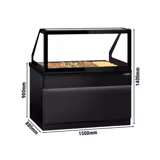 Warm buffet TORONTO - 1500mm - zwart front - voor 4x GN 1/1 - zwart granieten werkblad