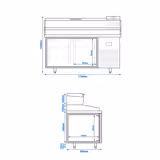 Commercial Pizza Prep Counter - Granite Top PREMIUM PLUS - 1738x800mm - with 2 doors - incl. refrigerated topping unit - 7x GN 1/4