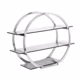 Etagere / Buffet Stand - Chrome - round - Ø600mm - with 3 shelves - Stainless steel frame & plexiglass shelves