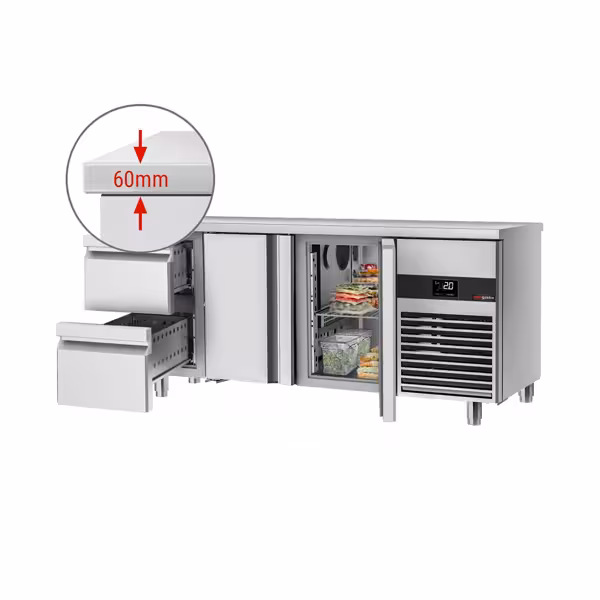 Commercial Refrigerated Worktable PREMIUM - 1865x700 -  2 Doors - 2 Drawers