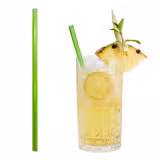 (50 pieces) – Reusable Glass Drinking Straws – 230 mm – Ø 8 mm – Neon Green – Includes 1 Cleaning Brush