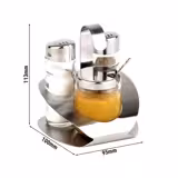 (6 peças) galheteiro - PRO - suporte em aço inoxidável - incl. 3 recipientes de vidro