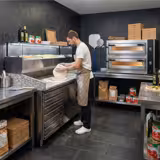 Commercial Pizza Prep Counter - Granite Top PREMIUM - 1500x800mm - with 1 doors & 7 drawers - incl. refrigerated topping unit with glass sneeze guard LED - 5x GN 1/3 + 1x GN 1/2