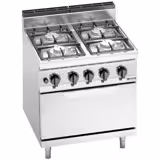 Aragaz profesional pe gaz – LORENZO – seria 700 - 800x714x(H)1.070 mm - 29,3 kW - 4 arzătoare - incl. cuptor gaz static - 7,8 kW (GN 2/1)