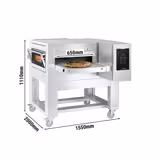 Gazlı Konveyörlü Pizza Fırını - 1550x2000mm - 230V - Dokunmatik - Bant genişliği: 650mm - 105 pizza/saat - maks. 350°C - dâhil: Alt Çerçeve & Tekerlekler