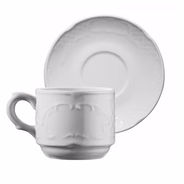 (6 pieces) CLASSICO - Coffee/tea cup - 250 cc - White - incl. saucer