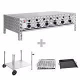 Gasgrill - 22,5 kW - 6 Brenner - inkl. mobilem Untergestell, Grillrost & Blech