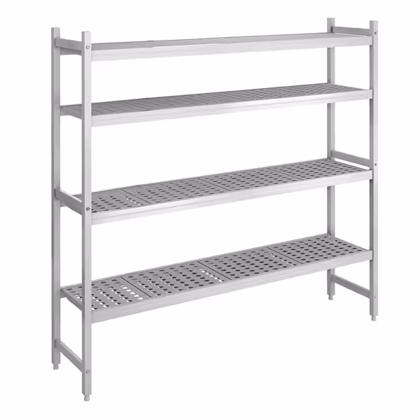 Scaffale in alluminio anodizzato - 1611x1800mm - Profondità: 460mm - con 4 ripiani (REGOLABILI) - Portata: 600kg
