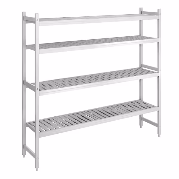 Scaffale in alluminio anodizzato - 1611x1800mm - Profondità: 460mm - con 4 ripiani (REGOLABILI) - Portata: 600kg
