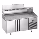 Commercial Pizza Prep Counter - Granite Top PREMIUM PLUS - 1490x700mm - with 2 doors - incl. refrigerated topping unit - 6x GN 1/4