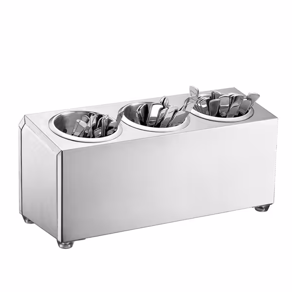 Bestickställ - för 3 bestickcylindrar - inkl. 3 bestickcylindrar - 385x150 mm - Höjd: 180 mm - rostfritt stål