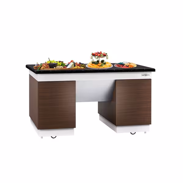 Varm buffédisk - 2,3 x 1,0 m - med 3 Chafing dishes