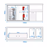 Barkoelkast PREMIUM PLUS - 1950x700mm - 1 glazen deur & 2 laden