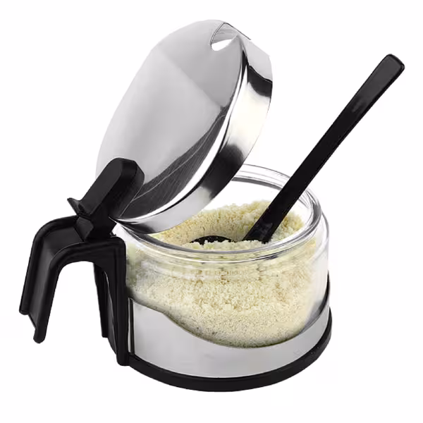 (6 pcs) Cruet ECO - Parmesan - Stainless steel, Glass, ABS - incl. plastic spoon