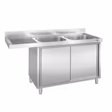 Commercial Dishwasher Sink with Cupboard PREMIUM - 1800x700mm - 2 Bowls, Right-Hand Bowl