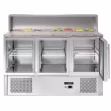 Saladette ECO - 1370mm - 3 Glastüren - mit Edelstahlaufsatz für 8x GN 1/6