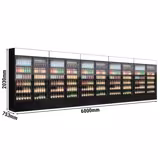 (5 stuks) Drankenkoelkast - 6000mm - 6000L - frameloze glasdeur - 10 glasdeuren & lichtbak & LED-interieurverlichting - zwart