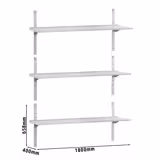 Étagère murale ECO en inox - 1800 × 400 mm - avec 3 étages