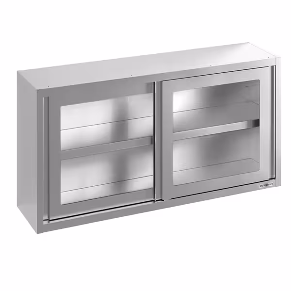 Paslanmaz Çelik Duvar Dolabı  - 1800x400mm - Kayar Cam Kapılı - 800mm yükseklik