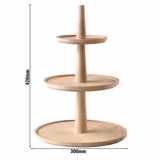 Etajeră - VALO - cu 3 rafturi - rotundă - lemn de stejar - Înălțime: 420 mm