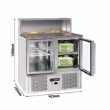 Saladette ECO - 903mm - 2 glazen deuren - met roestvrijstalen opzetstuk voor 5x GN 1/6