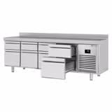 Commercial Counter Fridge PREMIUM PLUS - 2452x600mm - with 8 drawers - with upstand - capacity 510 litres