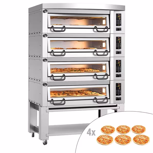 Elektro Pizzaofen Power - 6+6+6+6x 34cm - Digital - inkl. Haube & Untergestell
