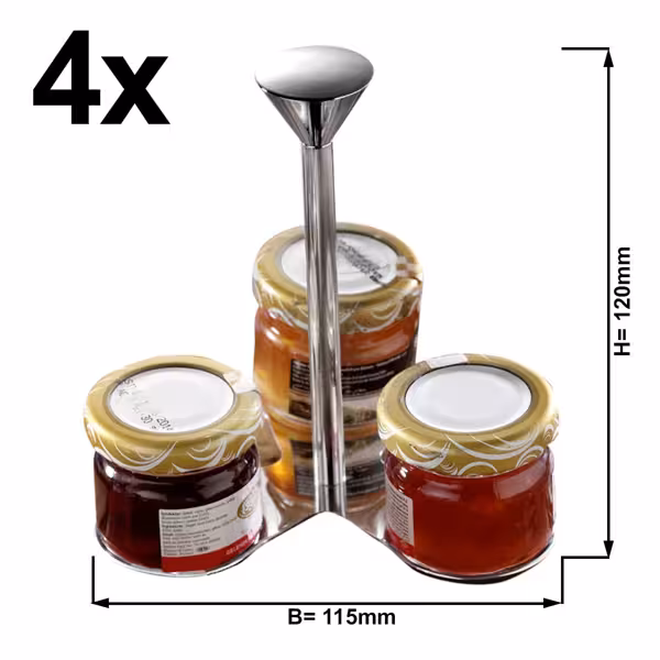 (4 stuks) Etagère - RVS - rond - Ø115mm - 3-laags - Hoogte: 120mm