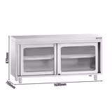 Rozsdamentes acél Munkaszekrény KOPENHAGEN PREMIUM - 1600x700 mm - üveg tolóajtós, 2 ajtós