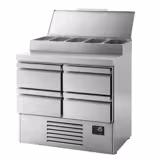 Zubereitungskühltisch Mini - 978x700mm - mit 4 Schubladen - Edelstahlaufsatz 5x GN 1/4