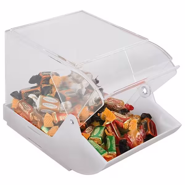 (6 pz) Contenitore multiuso alimentare - con coperchio scorrevole - 230x140x155mm - Acrilico/Polipropilene - Bianco - Impilabile