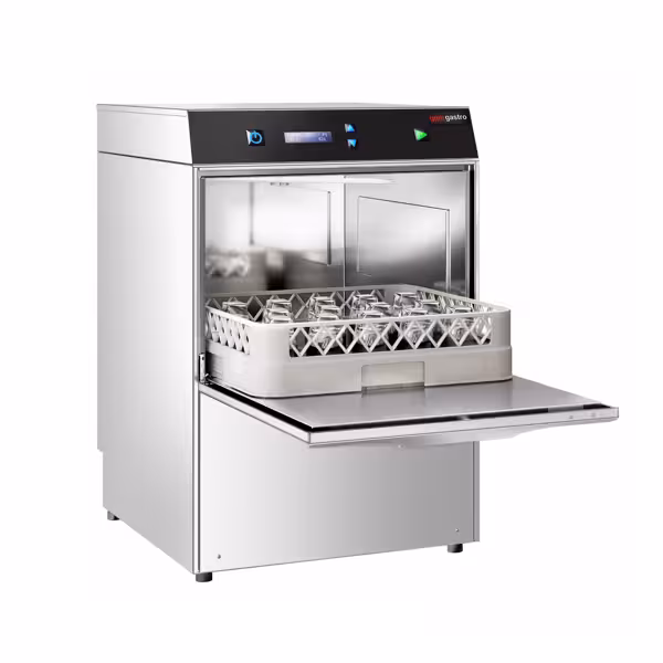 Dubbelwandige glazenspoelmachine - Digitaal - 2,97 kW - met reinigingsmiddel- & glansspoelmiddelpomp