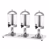 (3 unid) Dispensador de sumos - 3-peças - 3 recipientes com câmara de gelo - 3x 8,0 litros - Aço inoxidável - incl. bandeja de gotejamento, tampa