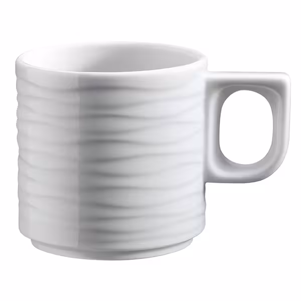 (6 pièces) SEA WAVE – Tasse à café/thé – avec structure en surface – 235 ml – Blanc