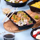 (300 pièces) Barquette réutilisable - polypropylène - 450ml - rectangulaire - noir