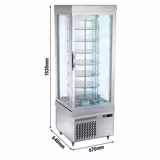 4-Sided Glass Display Fridge - 430L - 670mm - with 7 rotating shelves - 1 door - Silver