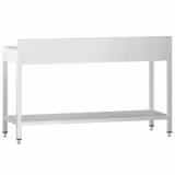 Rozsdamentes acél munkaasztal PREMIUM - 1800x700 mm - alsó polccal - hátsó peremmel
