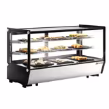 Vetrina refrigerata da banco - 200l - 1219mm - Doppio vetro; 2 porte scorrevoli in vetro - vetro dritto - con 2 ripiani - LED interni; 4 lati vetro