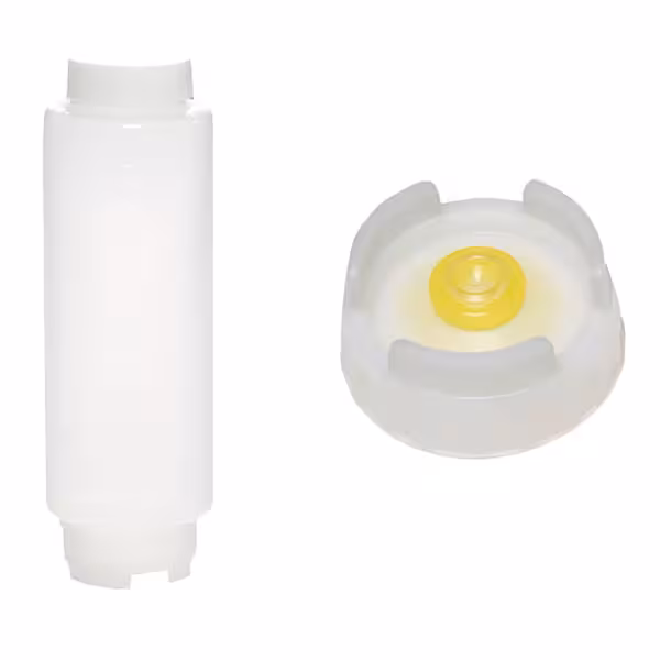 (6 stuks) FIFO knijpfles FIFO - met siliconenmembraan - medium - 946ml - met schroefdop & afsluitdop - wit