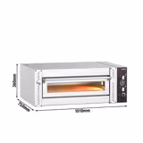 Horno para pizza eléctrico - 1 cámara - piedra refractaria - 4x Ø30cm - 400V - Manual - hasta 450°C - con iluminación interior, chimenea integrada, termostatos independientes arriba/abajo, ventana panorámica