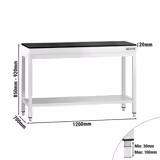 Commercial Stainless Steel Centre Table PREMIUM - 1200x700mm - with Undershelf - with Granite Worktop
