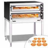 Elektrische pizzaoven (chamotte bakvloer) - 1340x1270x1560mm - 2 kamers - 2x9 pizza’s Ø35cm - tot 450°C - Handmatig - incl. onderstel