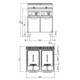 Free Standing Electric Twin Tank Fryer - 18+18 litres - 27kW - Electronic control - with drain tap