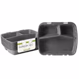 (60 buc) Caserolă meniu reutilizabilă - 3 compartimente - 245x200 mm - 1 L - gri - stivuibilă