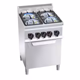 Cucina a gas professionale - Lorenzo 600 - 600x600x1020mm - 19,0 kW - 4 fuochi - su armadio chiuso - forno elettrico statico - 3,5 kW - GN 1/1