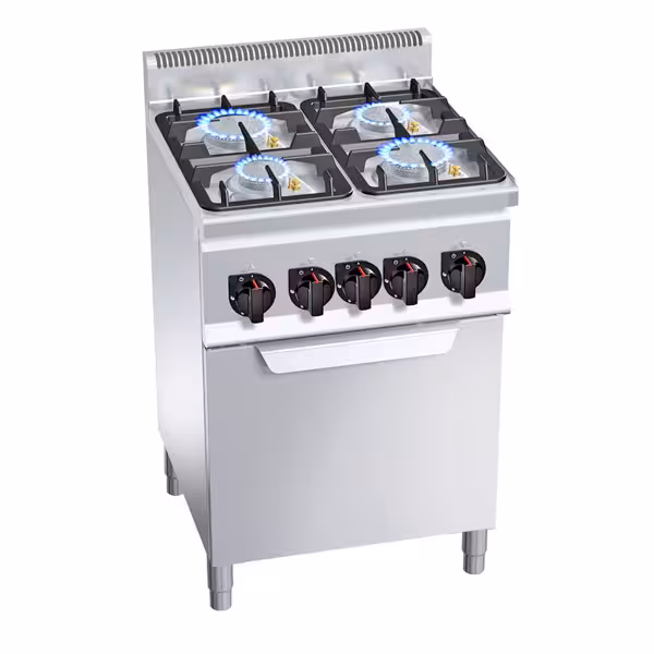 Gasfornuis - Lorenzo 600 - 600x600mm - 19,0 kW - 4 pits - incl. gas statische oven - 3,5 kW